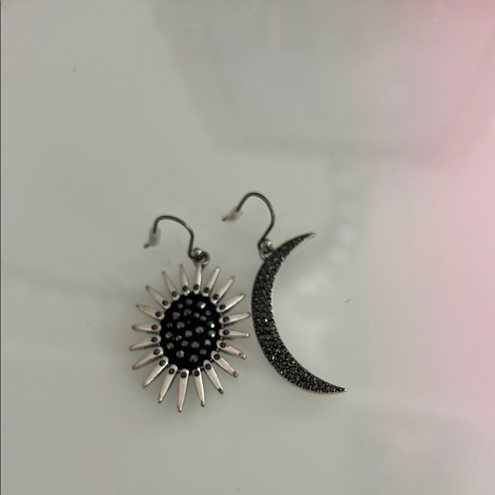 Sun and Moon Black Earrings